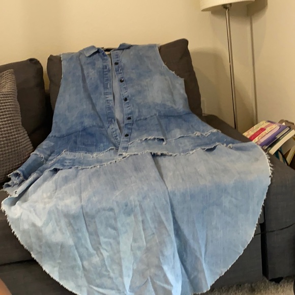 Thrill Tops - Denim high low blouse